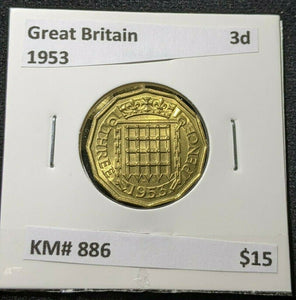 Great Britain 1953 Threepence 3d KM# 886 #0952