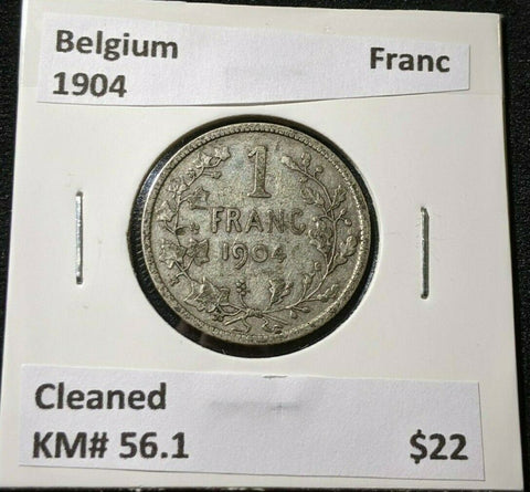 Belgium 1904 Franc KM# 56.1 Cleaned #511