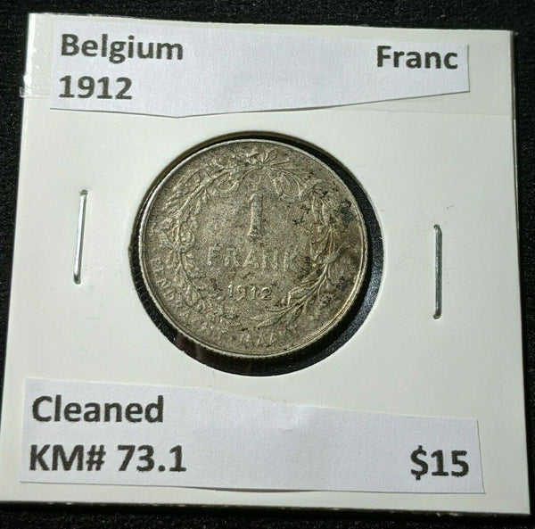 Belgium 1912 Franc KM# 73.1 Cleaned #518
