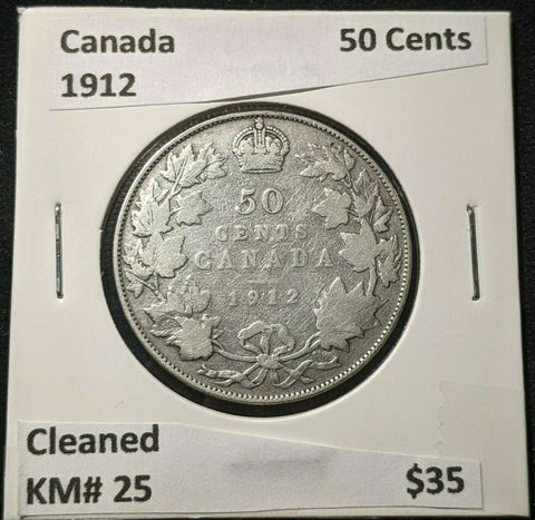Canada 1912 50 Cents KM# 25 Cleaned #1106