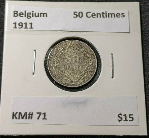 Belgium 1911 50 Centimes KM# 71 #548