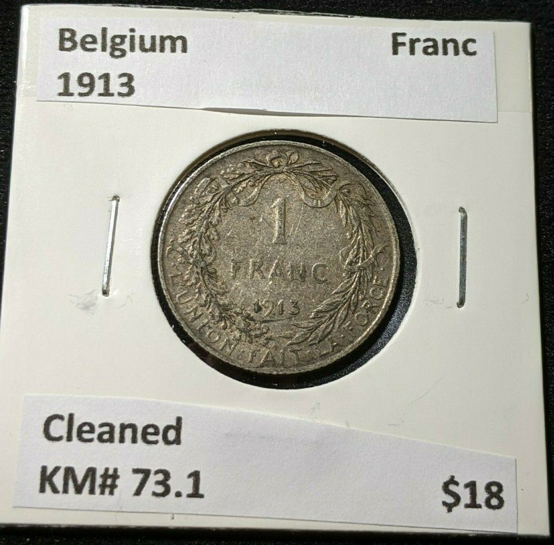 Belgium 1913 Franc KM# 73.1 Cleaned #533