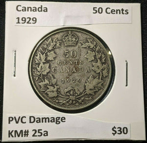 Canada 1929 50 Cents KM# 25a PVC Damage #1103