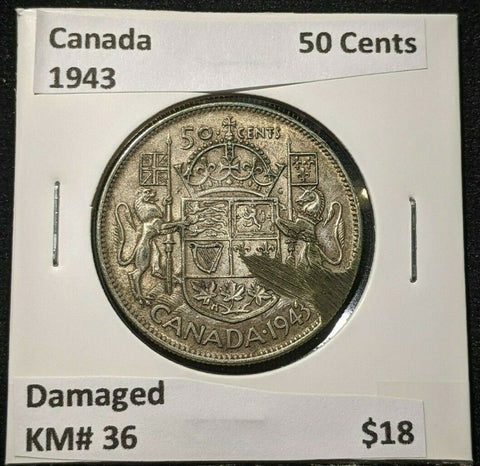 Canada 1943 50 Cents KM# 36 Damaged #1095