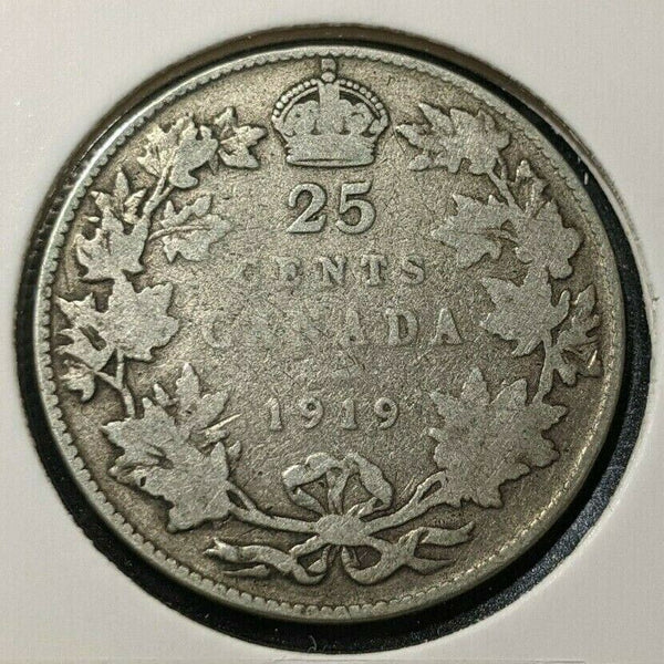 Canada 1919 25 Cents KM# 24 Cleaned #1202
