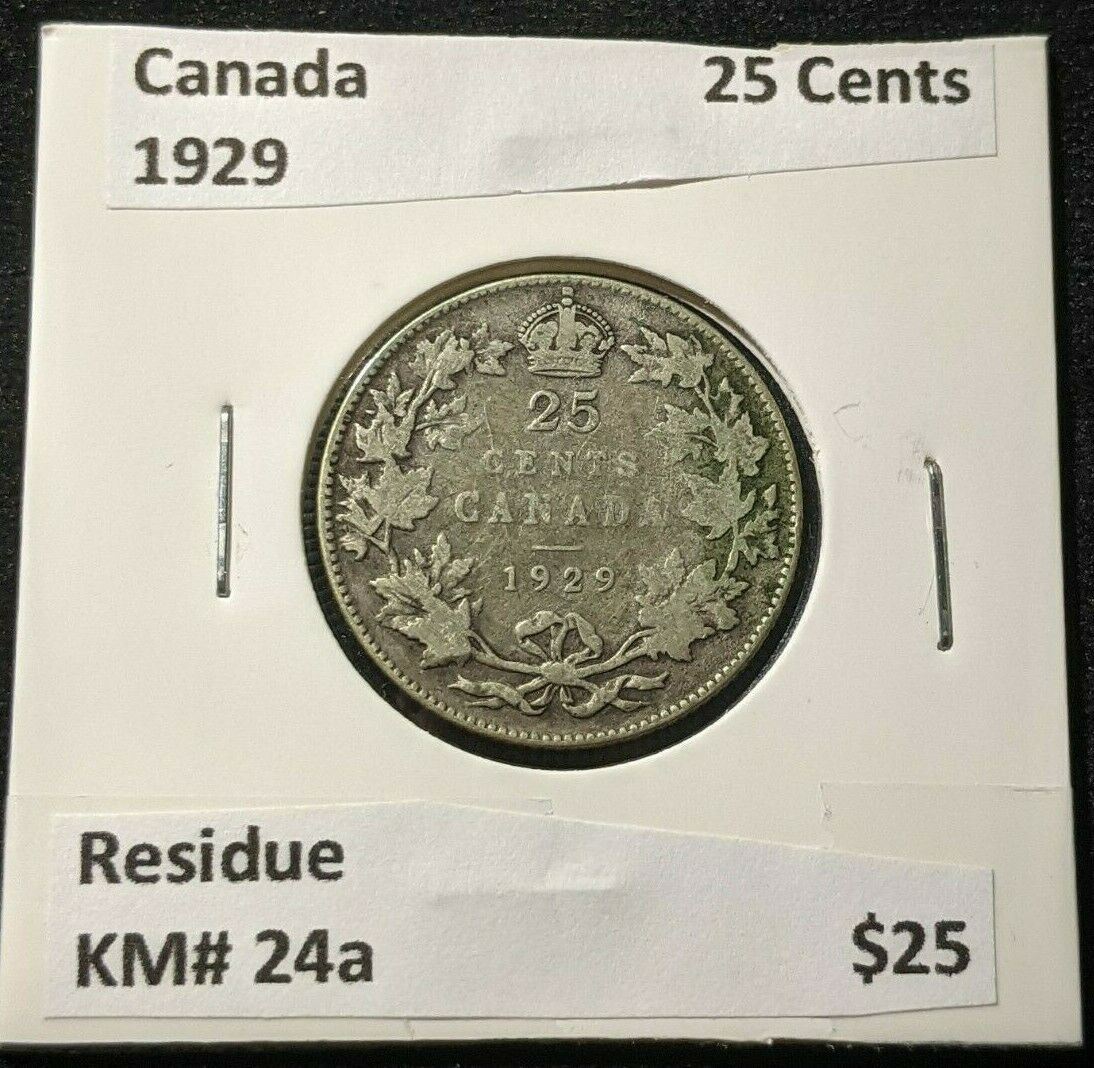 Canada 1929 25 Cents KM# 24a Residue #1186