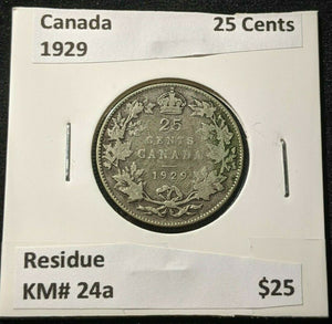 Canada 1929 25 Cents KM# 24a Residue #1186