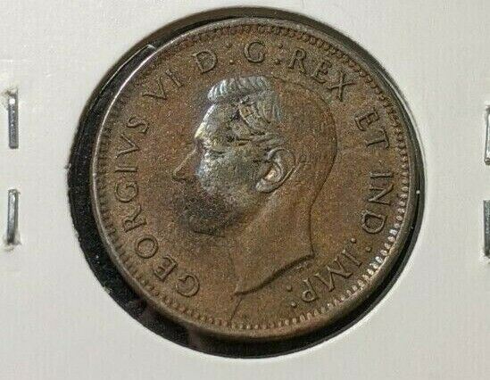 Canada 1941 Cent KM# 32 Die Crack under the king #1156
