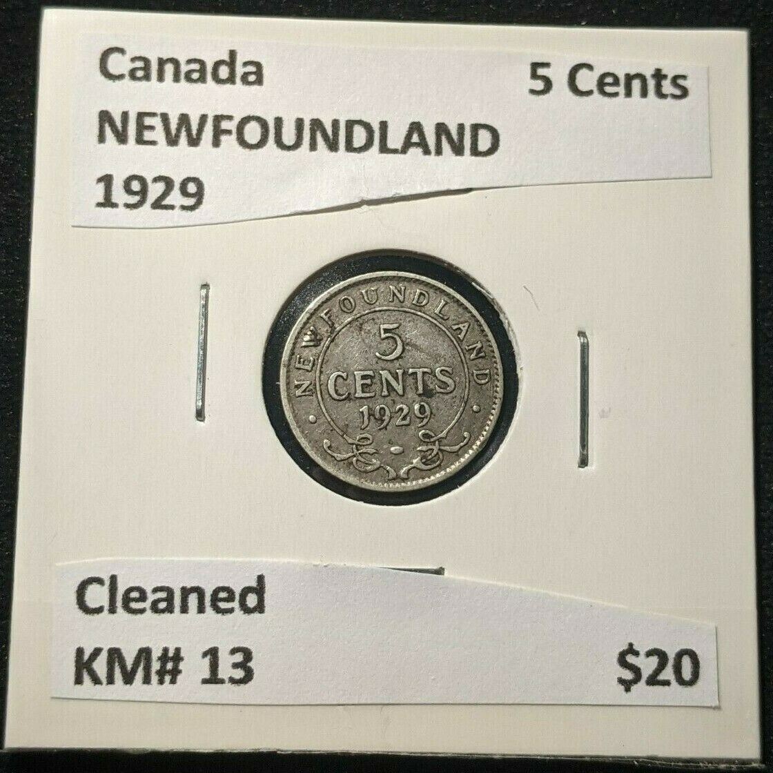 Canada NEWFOUNDLAND 1929 5 Cents KM# 13 Cleaned #1138