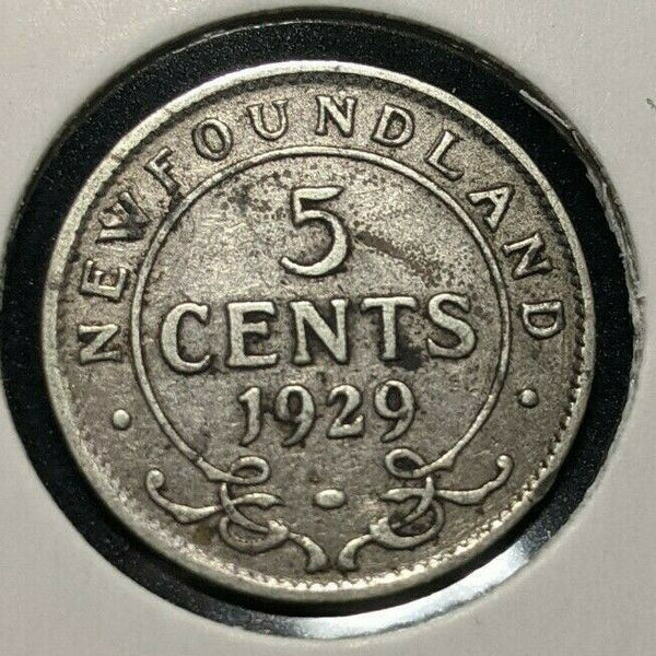 Canada NEWFOUNDLAND 1929 5 Cents KM# 13 Cleaned #1138