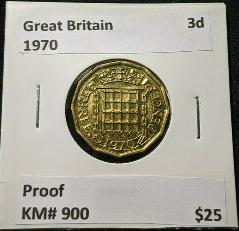 Great Britain Proof 1970 Threepence 3d KM# 900 #873