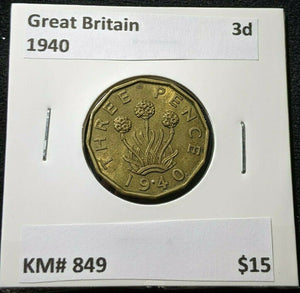 Great Britain 1940 Threepence 3d KM# 849 #953