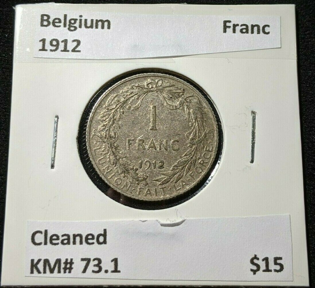 Belgium 1912 Franc KM# 73.1 Cleaned #510
