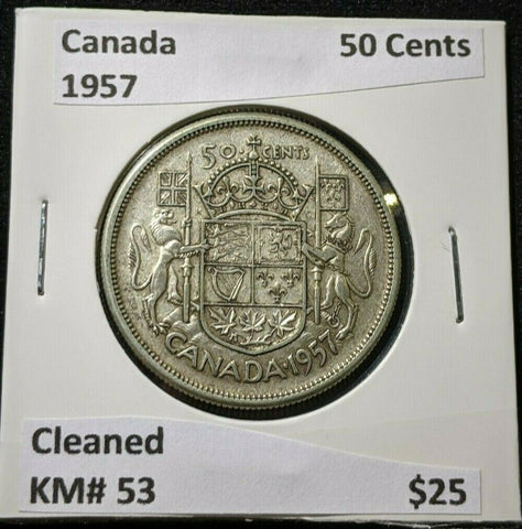 Canada 1957 50 Cents KM# 53 Cleaned #1108