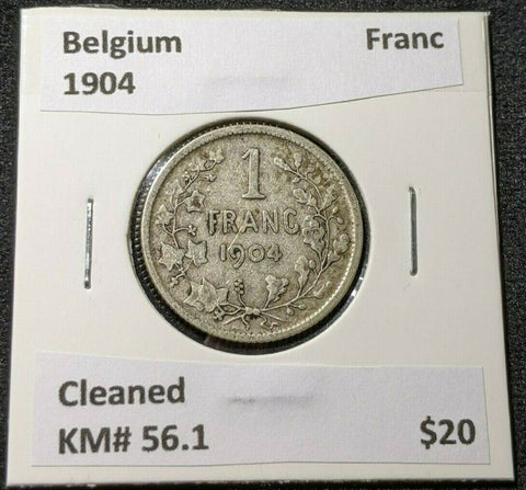 Belgium 1904 Franc KM# 56.1 Cleaned #513