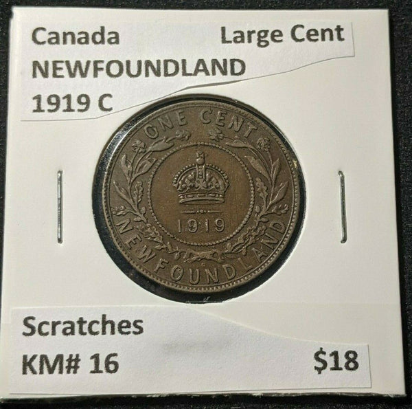Canada NEWFOUNDLAND 1919 C Large Cent KM# 16 Scratches #1215