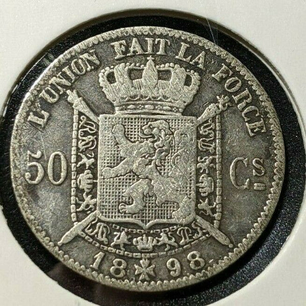 Belgium 1898 50 Centimes KM# 26 Cleaned #558