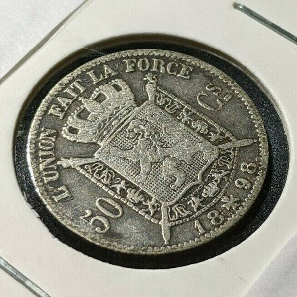 Belgium 1898 50 Centimes KM# 26 Cleaned #558