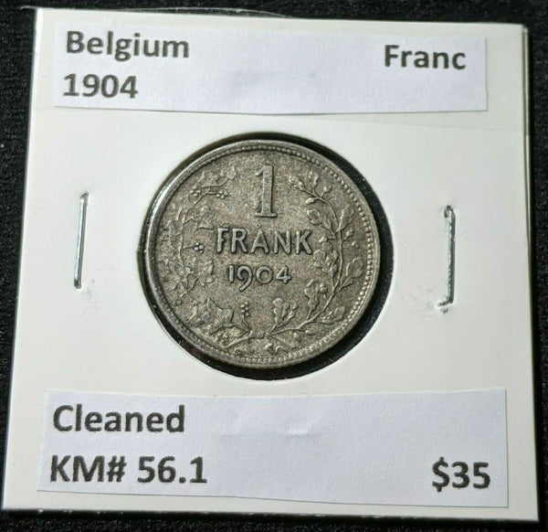 Belgium 1904 Franc KM# 56.1 Cleaned #530