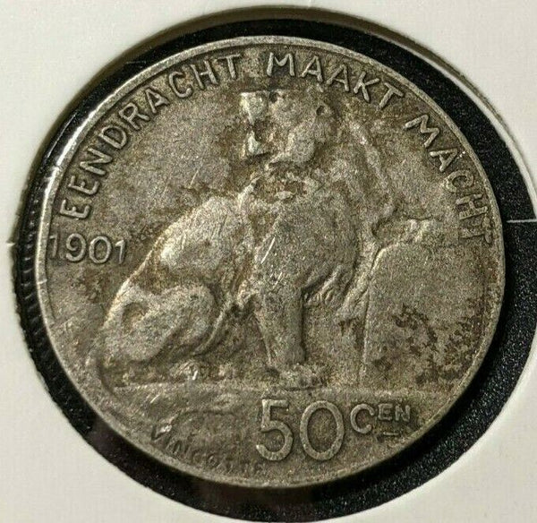 Belgium 1901 50 Centimes KM# 50 Cleaned #561