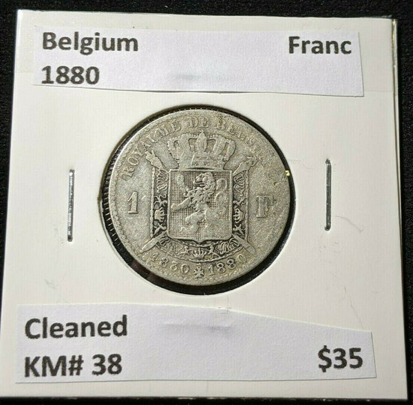 Belgium 1880 Franc KM# 38 Cleaned #507
