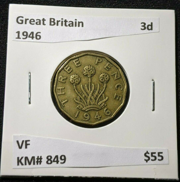 Great Britain 1946 Threepence 3d KM# 849 VF #0987