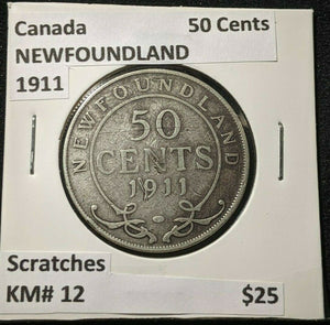 Canada NEWFOUNDLAND 1911 50 Cents KM# 12 Scratches #1094