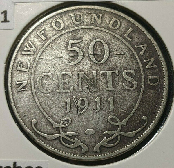 Canada NEWFOUNDLAND 1911 50 Cents KM# 12 Scratches #1094