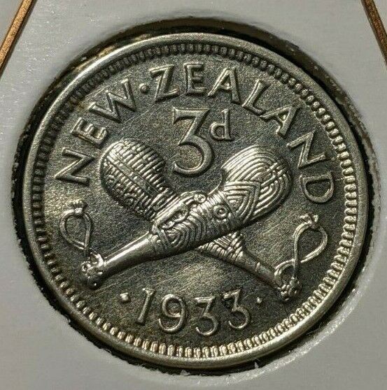 New Zealand 1933 3 Pence Threepence 3d KM# 1 #120