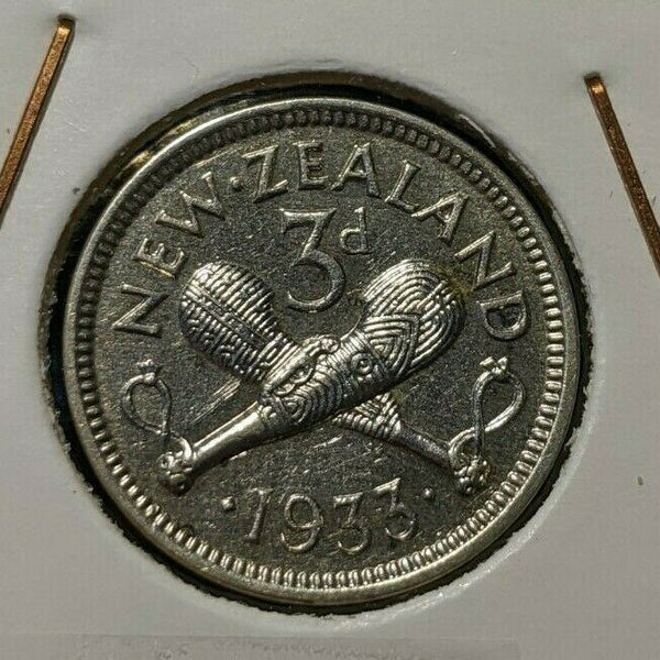 New Zealand 1933 3 Pence Threepence 3d KM# 1 #129