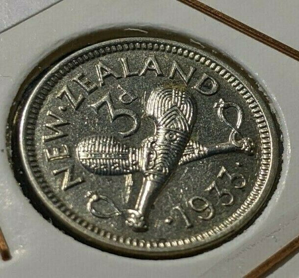 New Zealand 1933 3 Pence Threepence 3d KM# 1 #129