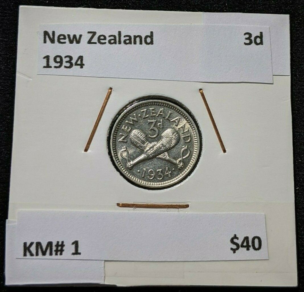 New Zealand 1934 3 Pence Threepence 3d KM# 1 #103