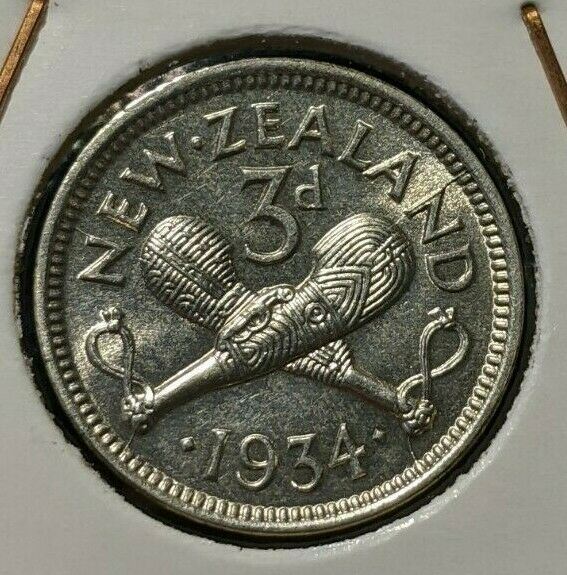 New Zealand 1934 3 Pence Threepence 3d KM# 1 #103