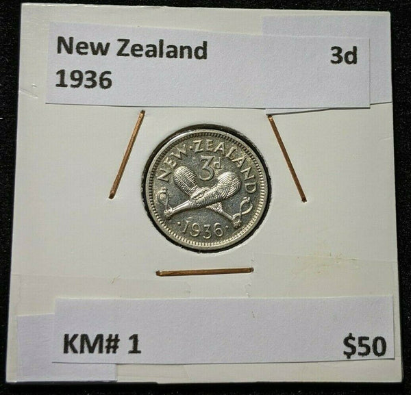 New Zealand 1936 3 Pence Threepence 3d KM# 1 #102