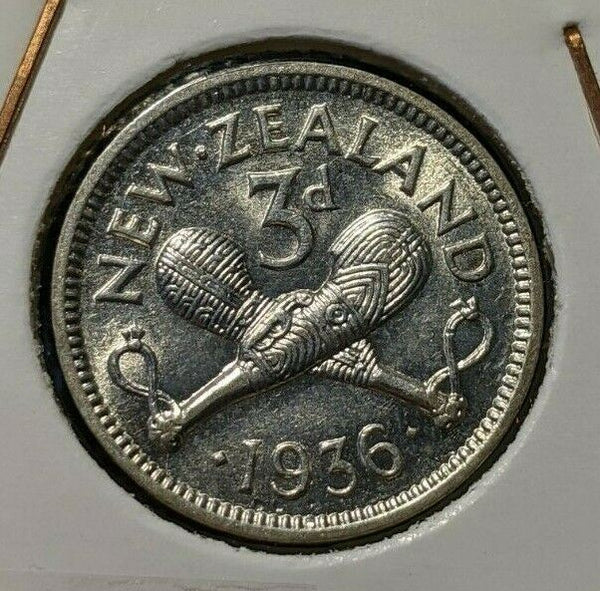 New Zealand 1936 3 Pence Threepence 3d KM# 1 #101