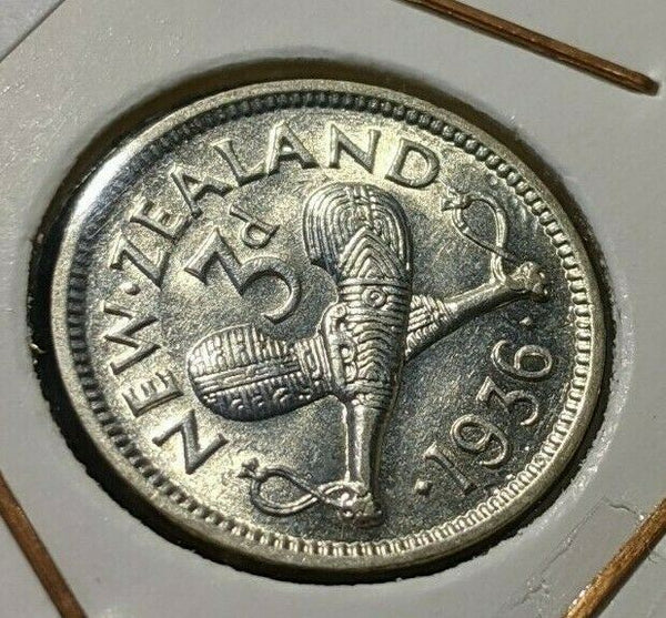 New Zealand 1936 3 Pence Threepence 3d KM# 1 #101