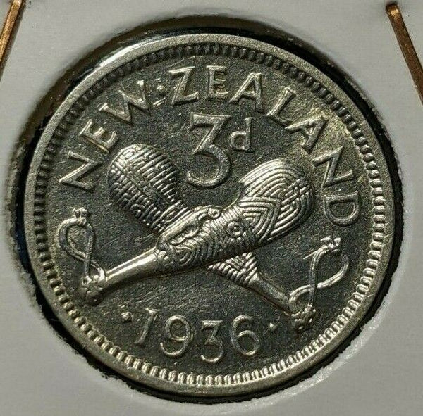 New Zealand 1936 3 Pence Threepence 3d KM# 1 #124