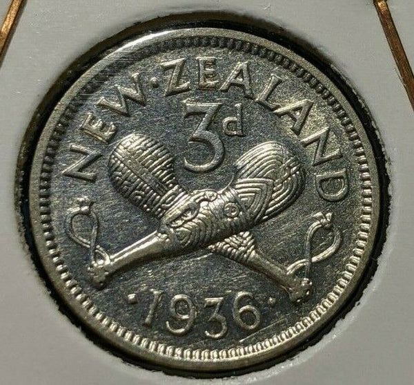 New Zealand 1936 3 Pence Threepence 3d KM# 1 #108