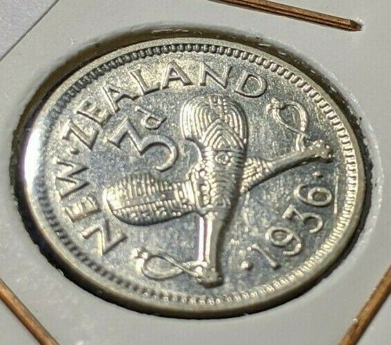New Zealand 1936 3 Pence Threepence 3d KM# 1 #108