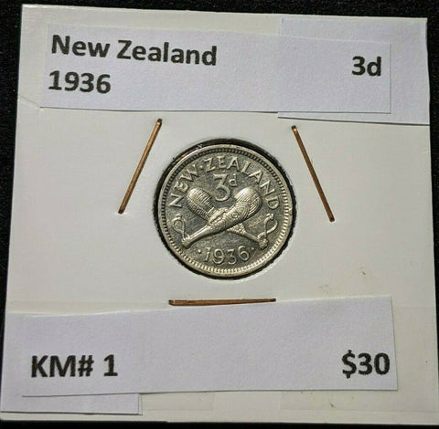 New Zealand 1936 3 Pence Threepence 3d KM# 1 #116