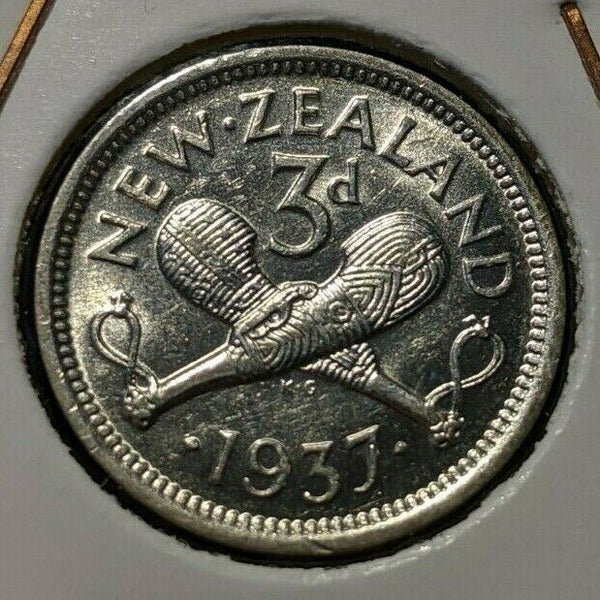 New Zealand 1937 3 Pence Threepence 3d KM# 7 #104