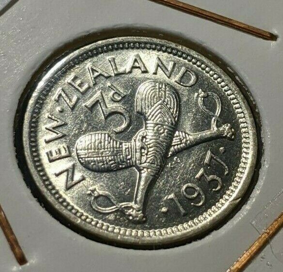 New Zealand 1937 3 Pence Threepence 3d KM# 7 #104