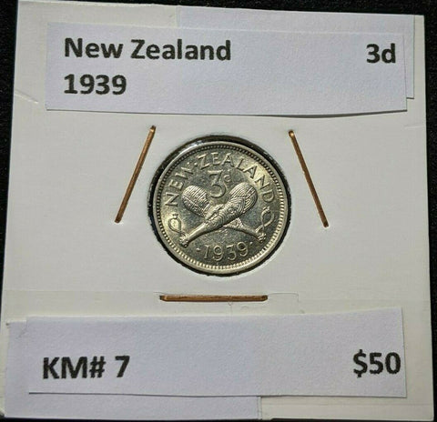 New Zealand 1939 3 Pence Threepence 3d KM# 7 #105