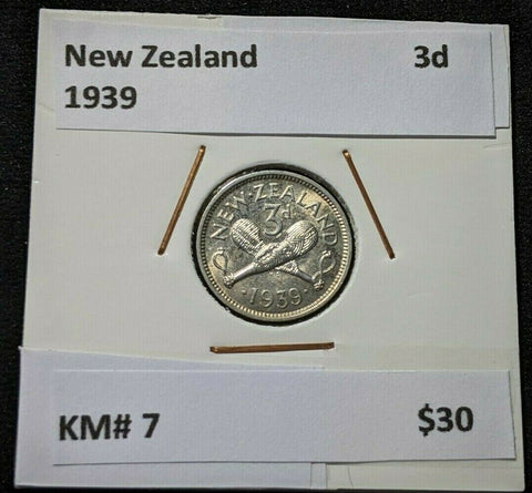 New Zealand 1939 3 Pence Threepence 3d KM# 7 #112