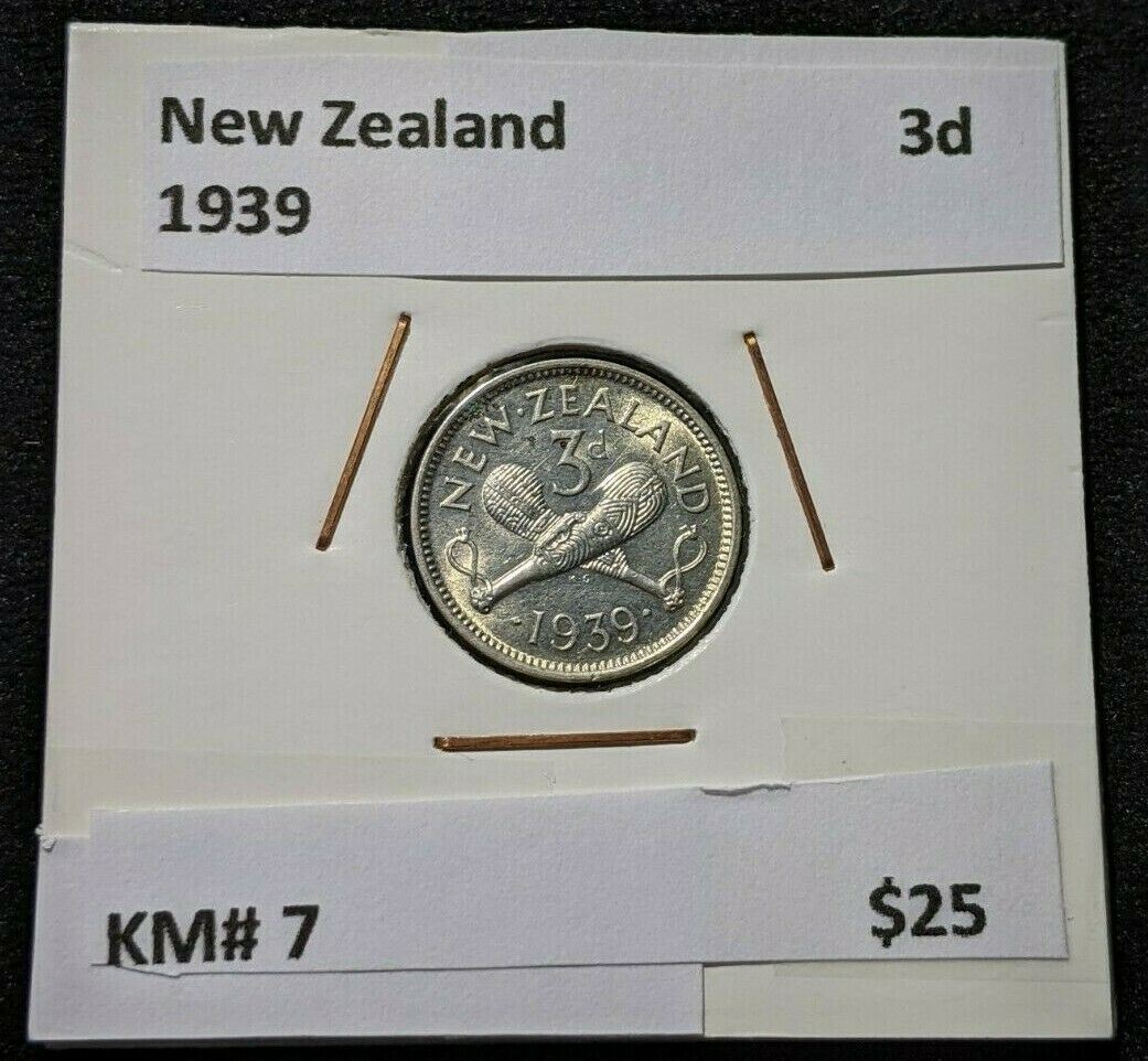 New Zealand 1939 3 Pence Threepence 3d KM# 7 #132