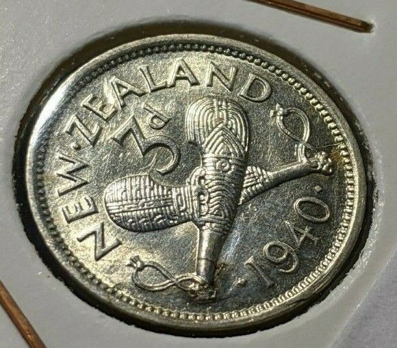 New Zealand 1940 3 Pence Threepence 3d KM# 7 Planchet flow Cleaned #113