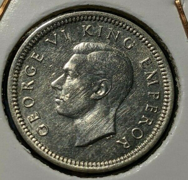 New Zealand 1940 3 Pence Threepence 3d KM# 7 Planchet flow Cleaned #113