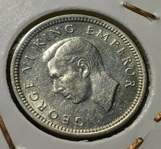 New Zealand 1940 3 Pence Threepence 3d KM# 7 Planchet flow Cleaned #113