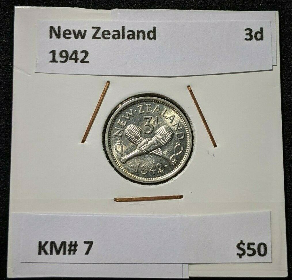 New Zealand 1942 3 Pence Threepence 3d KM# 7 #128