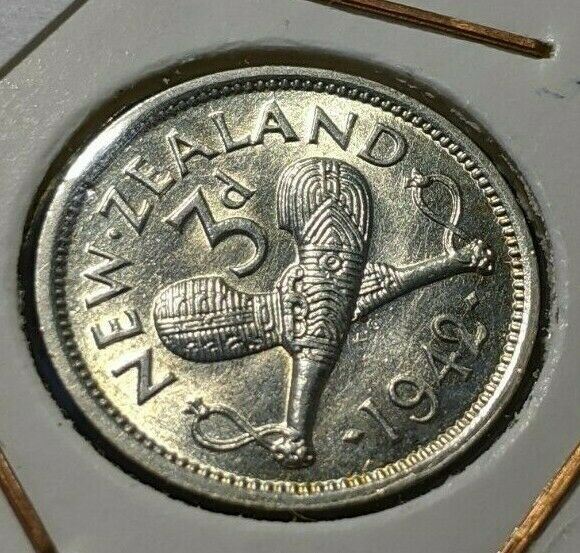 New Zealand 1942 3 Pence Threepence 3d KM# 7 #128